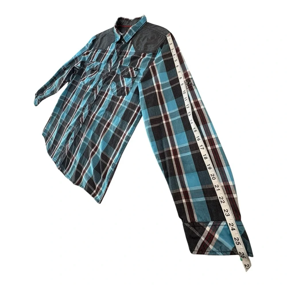 Rock & Republic Mens XL‎ Plaid Snap Shirt Western Yoke Cowboy Style RN73277